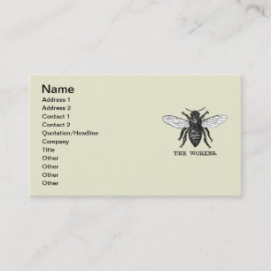 Carte De Visite Illustration d'abeille ouvrière vintage