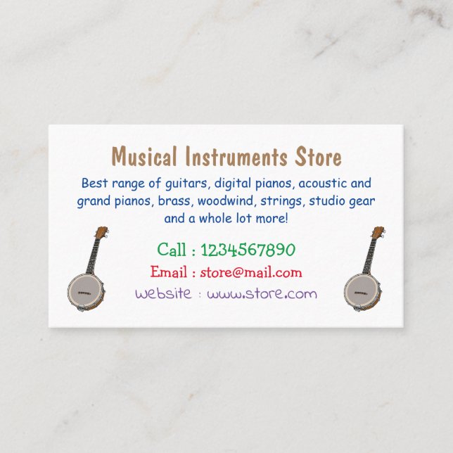 Carte De Visite Illustration de Banjo (Devant)