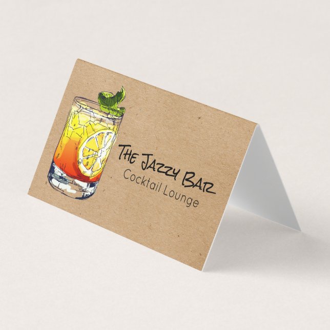 Carte De Visite Illustration de boisson cocktail | Bar de salon (Devant)