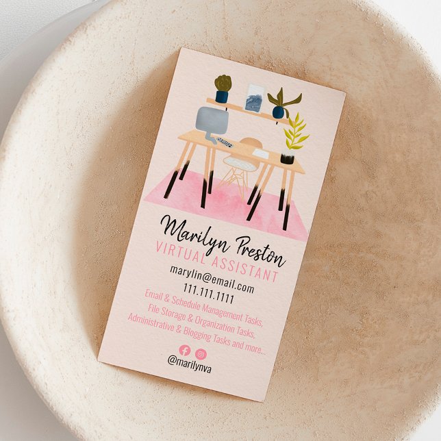 Carte De Visite Illustration de bureau moderne assistant virtuel r (Créateur téléchargé)