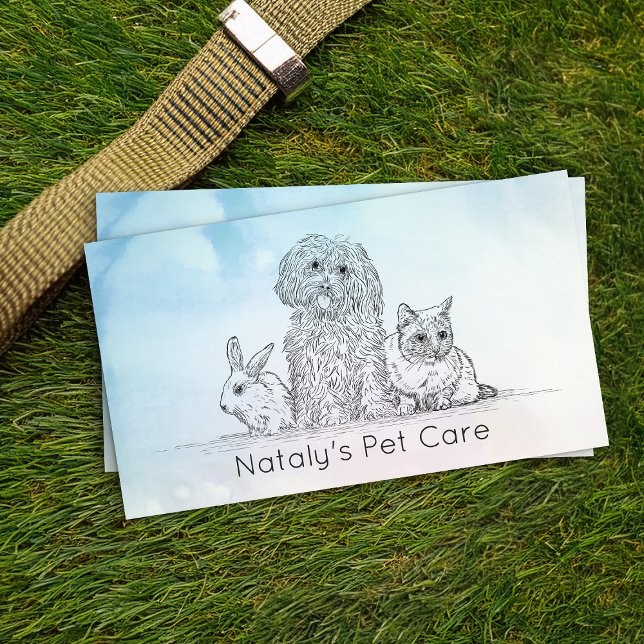 Carte De Visite Illustration de chat, chien et lapin mignons (Créateur téléchargé)