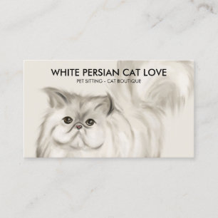 Carte De Visite Illustration de chat perse beige Aquarelle