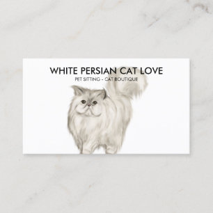 Carte De Visite Illustration de chat perse blanc aquarelle