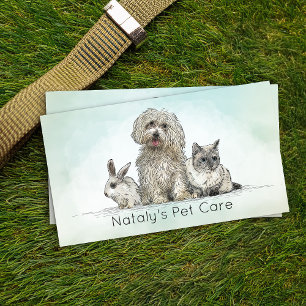 Carte De Visite Illustration de chats mignons, de chiens et de lap