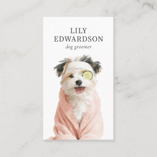 Carte De Visite Illustration de chien amusante et mignonne Toilett