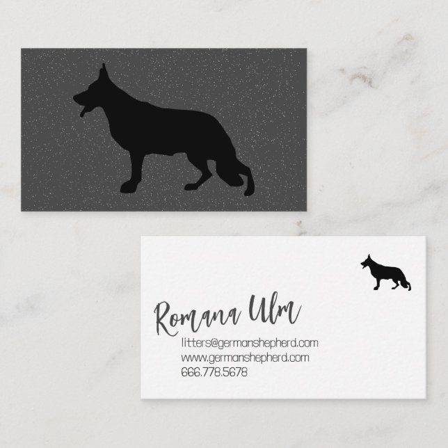 Carte De Visite Illustration de chien berger noir (Devant / Derrière)
