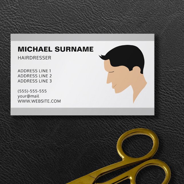 Carte De Visite Illustration de coupe de cheveux classique pour ho (Promote your hair salon or barber business with the help of this design. Personalize with your text.)