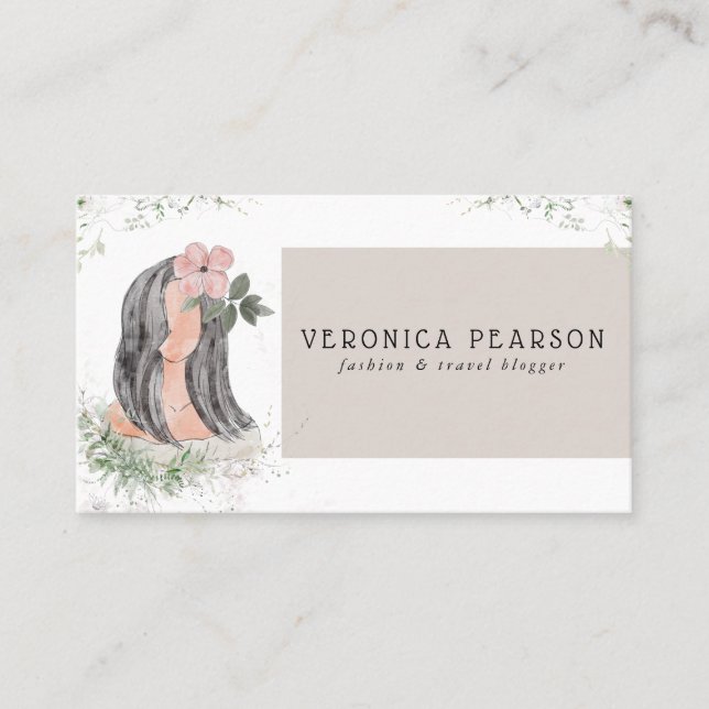 Carte De Visite Illustration de design de mode à l'aquarelle pour  (Devant)
