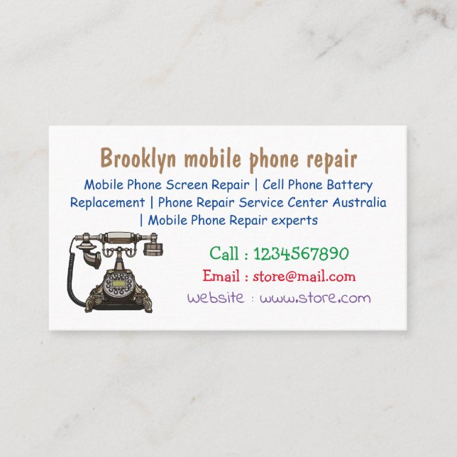Carte De Visite Illustration de dessin animé de téléphone (Devant)