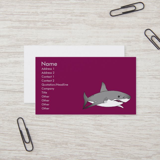 Carte De Visite Illustration de dessin de requin cool (Devant/Arrière en situation)