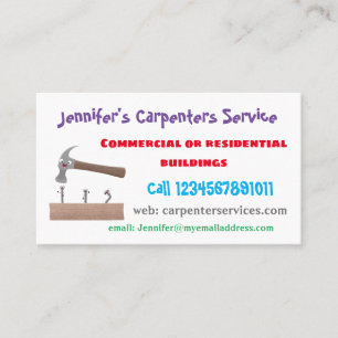 Carte De Visite Illustration de dessin mignon, marteau et ongles