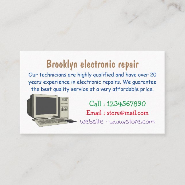 Carte De Visite Illustration de dessin sur ordinateur (Devant)