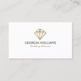 Carte De Visite Illustration de diamant de mariage moderne en or