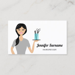 Carte De Visite Illustration de femme coiffeuse mignonne Coiffeuse