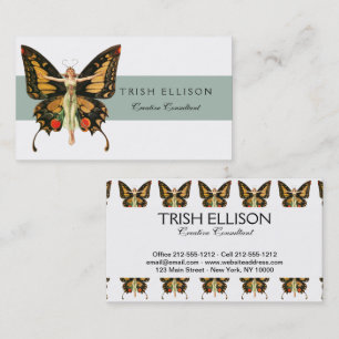 Carte De Visite Illustration de femme de Leyendecker papillon Flap