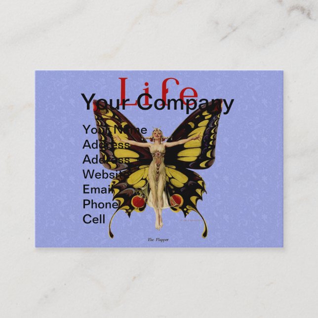 Carte De Visite Illustration de femme de Leyendecker papillon Flap (Devant)