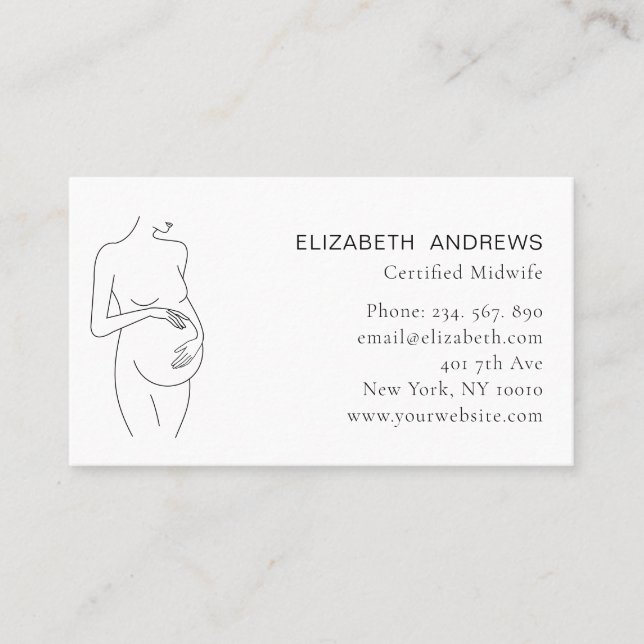Carte De Visite Illustration de femme enceinte, simple Ad Labe mod (Devant)
