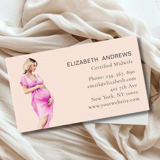 Carte De Visite Illustration de femme enceinte, tout simplement (Pregnant Woman Illustration, Business Card for Midwifes and other Service Providers.)