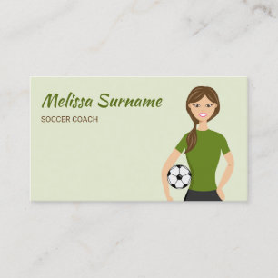 Carte De Visite Illustration de fille d'entraîneur de football mig