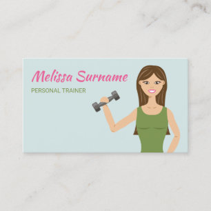 Carte De Visite Illustration de fille mignonne de fitness Entraîne
