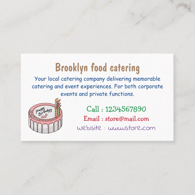 Carte De Visite Illustration de gâteau d'anniversaire (Devant)