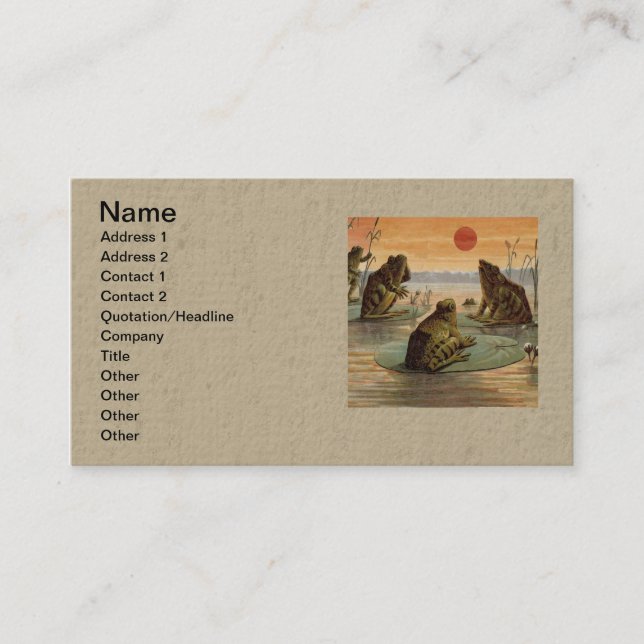Carte De Visite Illustration de grenouilles Lily Pads Moon (Devant)