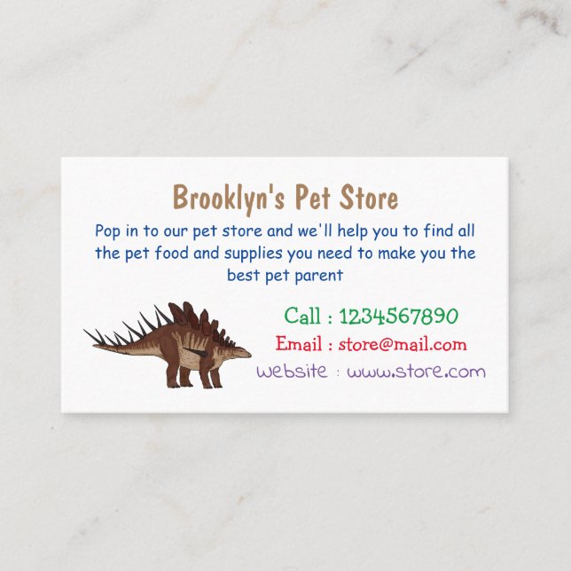 Carte De Visite Illustration de Kentrosaurus (Devant)