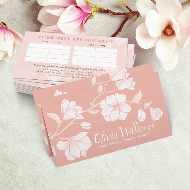 Carte De Visite Illustration de la branche de fleurs de Magnolia (Créateur téléchargé)