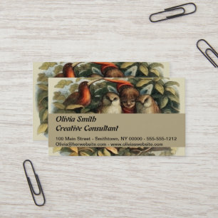 Carte De Visite Illustration de la nature des hiboux et des fées d