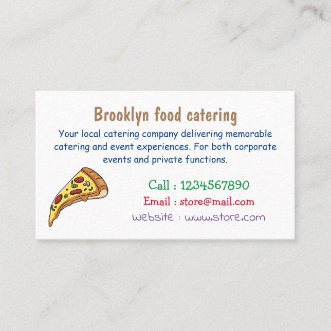 Carte De Visite Illustration de la pizza (Devant)