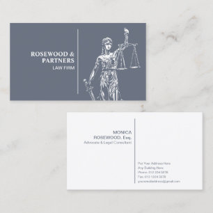 Carte De Visite Illustration de Lady Justice sur Slate Grey