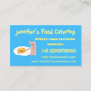 Carte De Visite Illustration de l'oeuf de Cute kawaii et du bacon