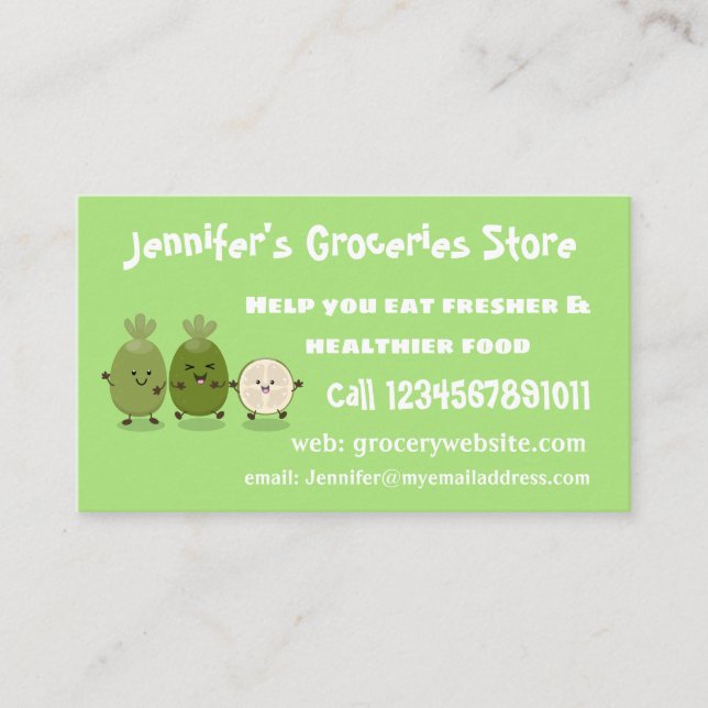 Carte De Visite Illustration de mignonne guava feijoa (Devant)