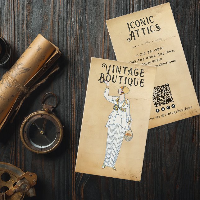 Carte De Visite Illustration de mode rétro (Créateur téléchargé)
