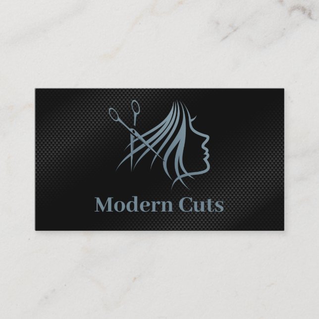 Carte De Visite Illustration de salon de coiffure moderne  (Devant)