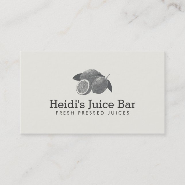 Carte De Visite Illustration de style vintage de citrons sur ivoir (Devant)