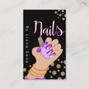 Carte De Visite Illustration dessinée à la main de Nail Artist Glo