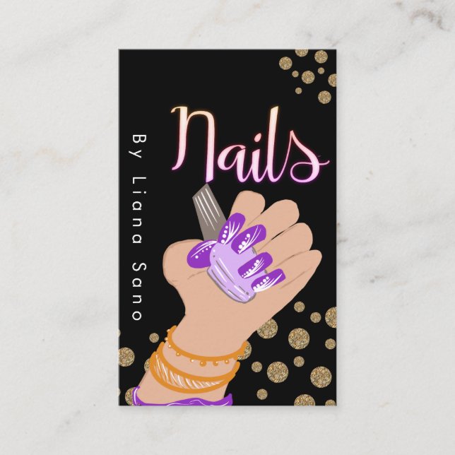 Carte De Visite Illustration dessinée à la main de Nail Artist Glo (Devant)