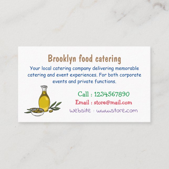 Carte De Visite Illustration d'huile d'olive (Devant)