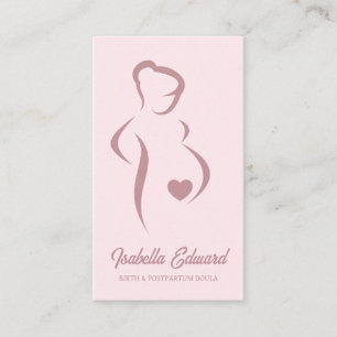 Carte De Visite Illustration d'identité de doula de maternité rose