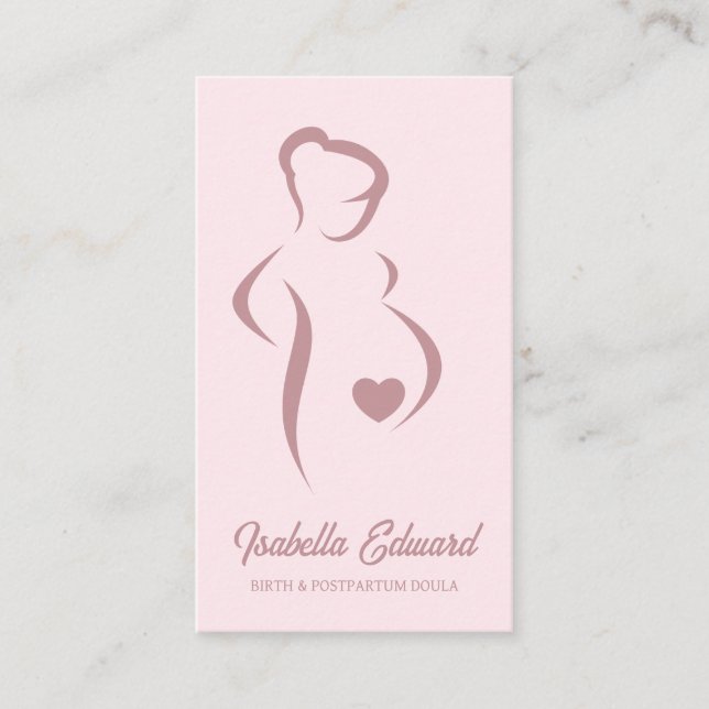 Carte De Visite Illustration d'identité de doula de maternité rose (Devant)