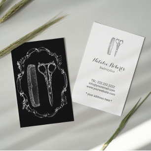 Carte De Visite Illustration du ciseau et du peigne de liste de ch