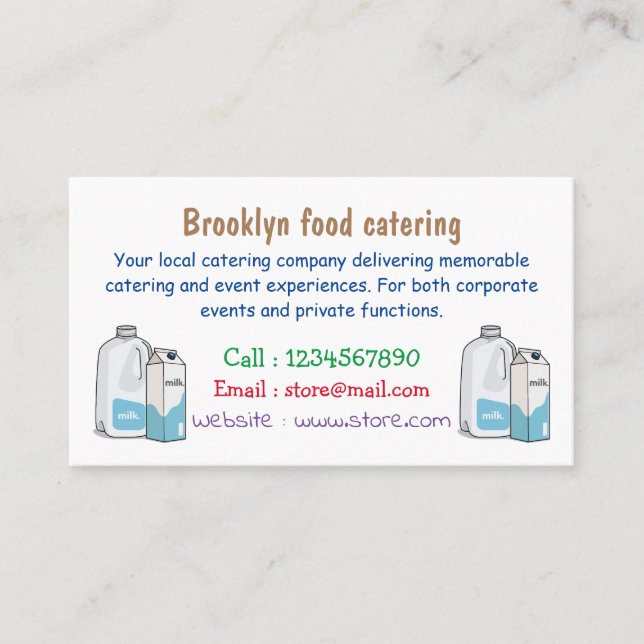 Carte De Visite Illustration du lait (Devant)