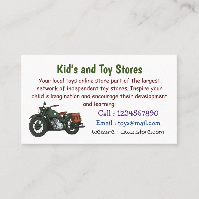 Carte De Visite Illustration d'une moto de croiseur militaire (Devant)