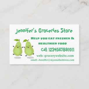 Carte De Visite Illustration d'une paire de poires mignonne