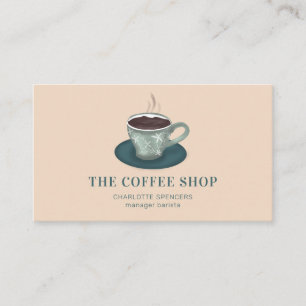 Carte De Visite Illustration d'une tasse de café vert mignon mode