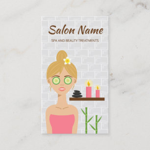 Carte De Visite Illustration Femme Blonde Spa Salon de Jour Spa