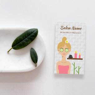 Carte De Visite Illustration Femme Blonde Spa Salon de Jour Spa