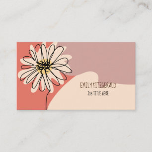Carte De Visite Illustration Florale moderne Formes Corail rose Fi