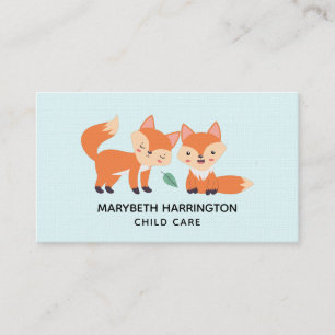 Carte De Visite Illustration graphique des renards orange mignons